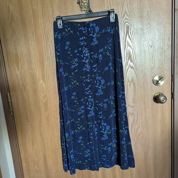 Briggs New York Blue Floral Maxi Skirt, SP - Picture 1 of 5